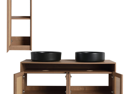 Bathroom Vanity With Art Sink And Side Cabinet, Float Mounting Design