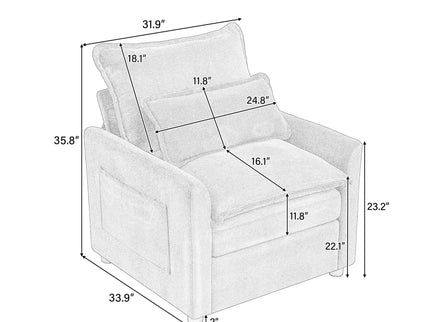 Modern Single Seat Accent Chair With Side Storage Pockets