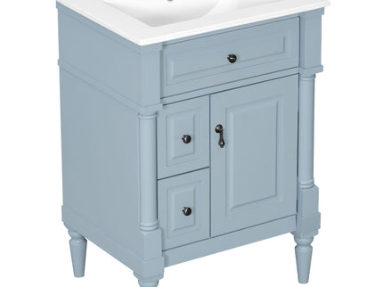 Freestanding Bathroom Vanity With Sink, Adjustable Shelf & Flip Drawer