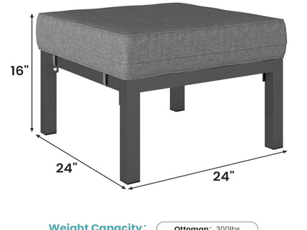 Patio Ottomans With Cushions, All-Weather Footrests (Set of 2)