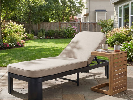Outdoor Chaise Lounge Set With Side Table, 5 Position Adjustable Patio Recliner