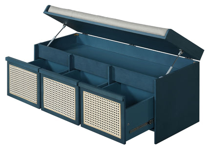Entryway Shoe Bench With Drawers & Button Tufted Cushion