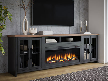 Fireplace TV Stand Console For TVs Up To 100" - Black / Whiskey