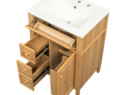 Bathroom Vanity With Sink, Cabinet With Flip Out Drawer, 2 Soft Close Drawers, 1 Soft Close Door - Wood