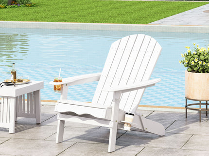 Zenithia - Outdoor Foldable Adirondack Chair With 2 Cup Holders