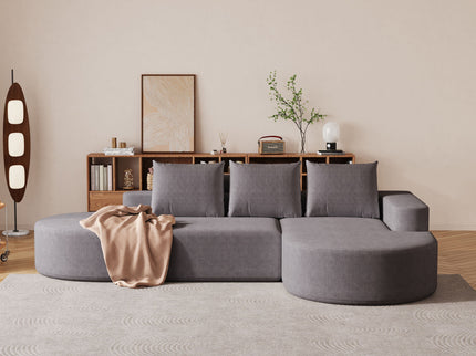 Modern Curved Sofa, L-Shaped Modular Sectional Set With 3 Pillows