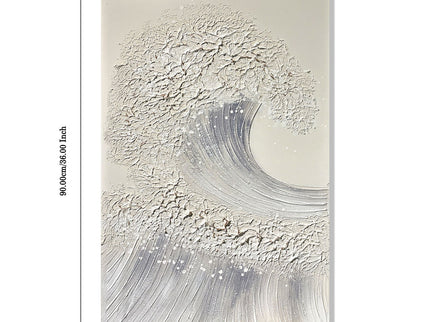Ocean Wave Wall Art, Textured Canvas Painting With Accents (Set of 2) - Sage Green+Gold