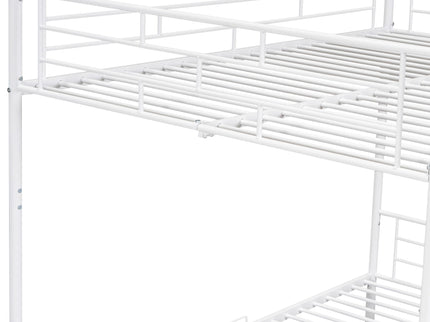 Metal Bunk Bed With Shelf And Guardrails