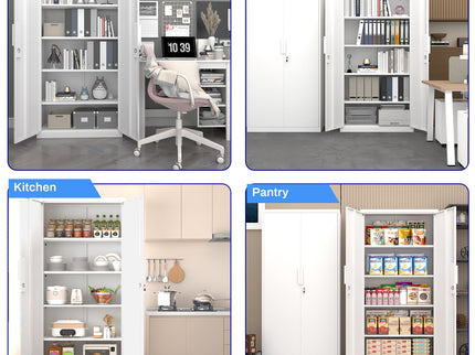 2 Door File Cabinet With Lock, 4 Adjustable Shelves, Heavy-Duty