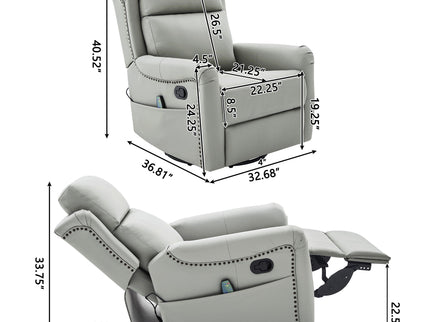 Manual Recliner Swivel Rocking Chair With 8 Point Massage And Heating