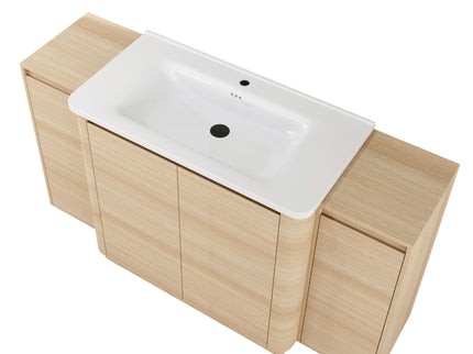 Freestanding Bathroom Vanity With Sink, 2 Small Storage Cabinets, Soft Close Doors