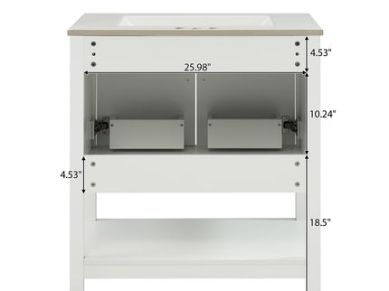 Elegant Bathroom Vanity With Ceramic Sink And Versatile Storage