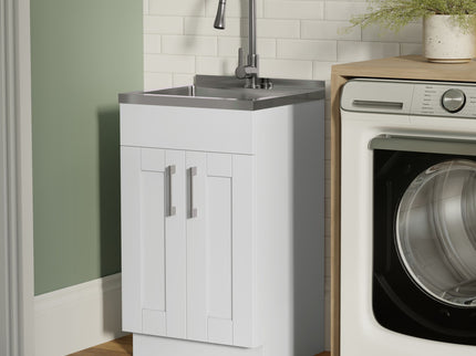 Modern Shaker All-In-One Laundry Utility Sink And Cabinet With Pull-Out Faucet