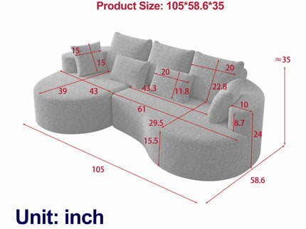 Curved Oversized Sectional Sofa With Extra Deep Seat