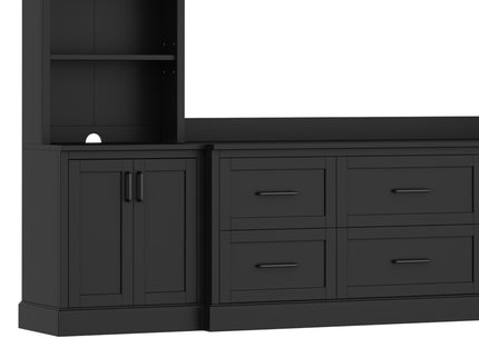 Arched Entertainment Center Wall Unit With 6 Drawers, Large TV Stand With Bookshelves