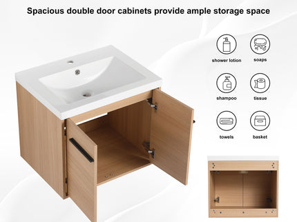 Bathroom Vanity Set With Resin Countertop Sink, 2 Doors