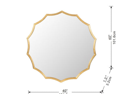 Round Sunburst Wall Mirror With, Wall Decor Mirror For Entryway Bedroom Living Room - Gold