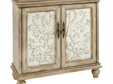 Driscoll - 2 Door Cabinet With Floral Design - Reclaimed Natural