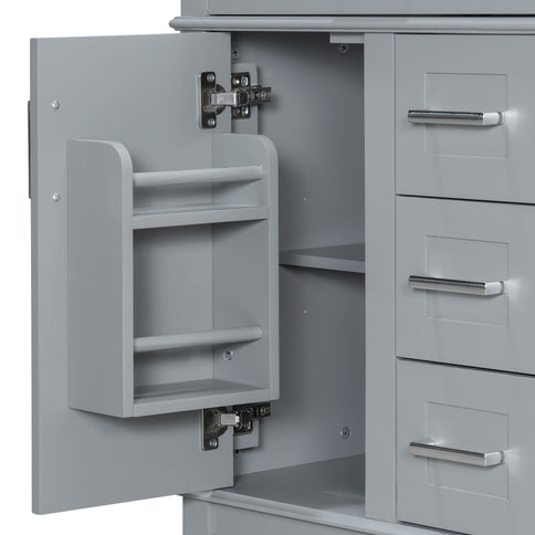Modern Bathroom Vanity With Sink, Flip Drawer & 3 Drawers, Soft Close Hinges, Adjustable Shelf