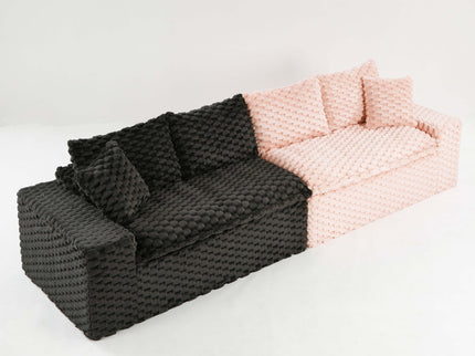 Multifunctional Sofa Pink Black, Fits 4 People