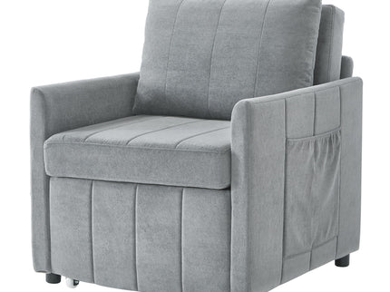 Upholstered Convertible Sleeper Sofa With 5 Position Backrest, Side Pockets, Storage