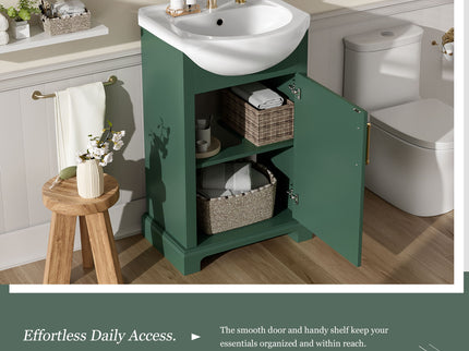 20" Bathroom Vanity With Bulged Sink, Freestanding Single Vanity Set, Soft Close Door