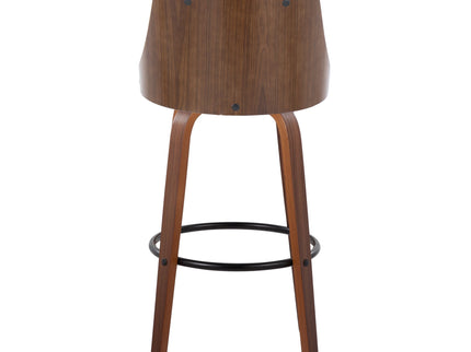 Gianna - Mid-Century Modern Fixed Height Barstool & Swivel With Round Footrest (Set of 2) - Walnut / Light Gray