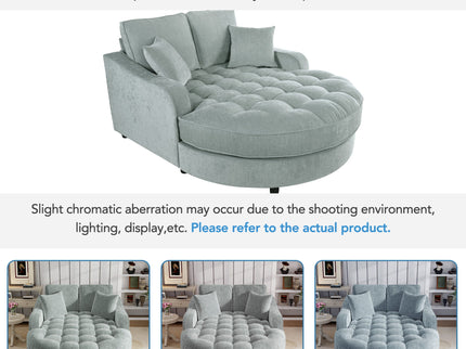 Modern Chaise Lounge Upholstered Sofa Couch With Tufted Seat And Detachable Pillows For Living Room