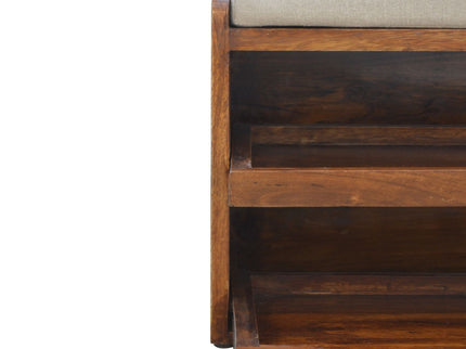 Pull Out Shoe Bench - Chestnut / Mud Linen