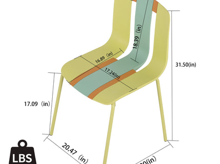 4 Piece Set Of Modern Striped Single Chairs With Folding Square Table