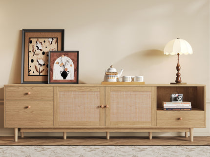 TV Stand With Doors - Natural