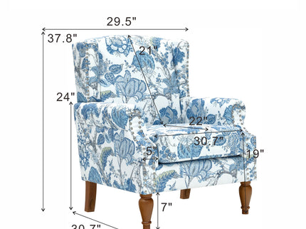 Accent Chair With Floral Upholstery And Nailhead Trim