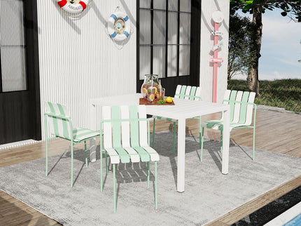 Single Chairs With Color Blocking Design (Set of 4) - Haze Green / White