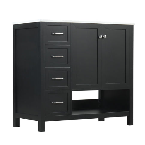 Bathroom Vanity With Sink Top, Bathroom Vanity Cabinet With 2 Doors And 2 Drawers, Open Shelf