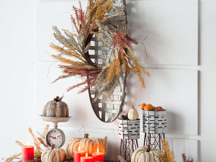 Metal Wall Art With Grid Pattern - Silver