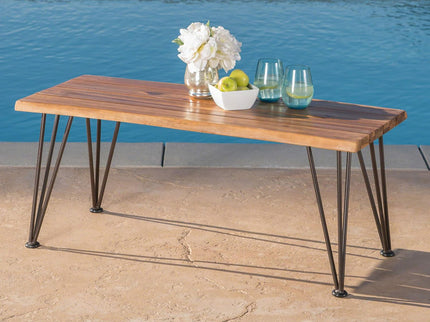 Zion - Outdoor Industrial Iron And Coffee Table - Teak