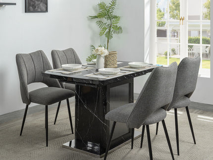 Modern Rectangle Dining Table With Stretchable Top, Storage Cabinet