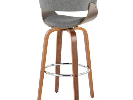 Vintage Mod - Mid Century Modern Fixed Height Barstool With Swivel With Round Footrest (Set of 2)