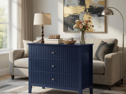 Fluted 3 Drawer Nightstand With Soft Close Slides