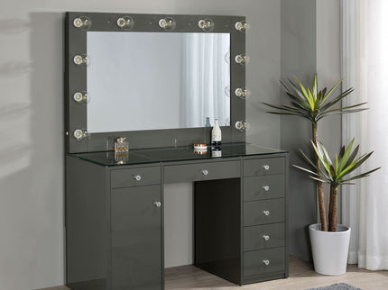 Fern - 7 Drawer Vanity Set With Mirror And Globe Lights
