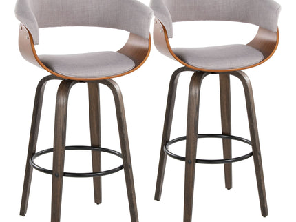 Vintage Mod - Mid Century Modern Fixed Height Barstool With Swivel & Round Footrest (Set of 2)