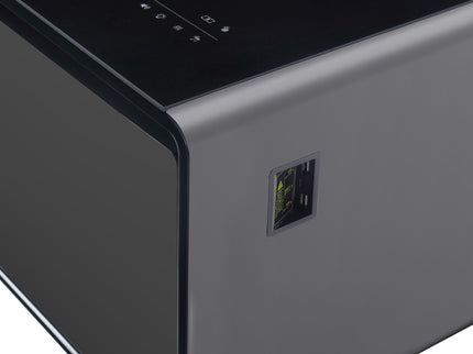 Modern Smart Coffee Table With Built-In Fridge, tooth Speaker, Wireless Charging Module, Touch Control Panel, Power Socket, USB Interface, Outlet Protection, Atmosphere Light