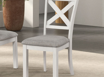 Dining Chairs With Cross Back, Cushion Seat (Set of 2) - White