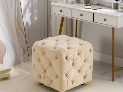 Modern Upholstered Ottoman, Exquisite Small End Table, Soft Foot Stool, Dressing Makeup Chair, Comfortable Seat For Living Room, Bedroom, Entrance