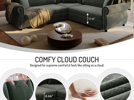 L-Shaped Sofa Couch With Pull-Out Bed