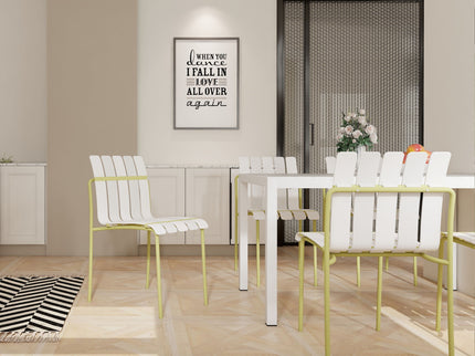 4 Piece Set Of Modern Color Block Designed Single Chairs