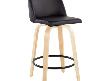 Toriano - Contemporary Modern Fixed Height Counter Stool Swivel With Round Footrest (Set of 2)
