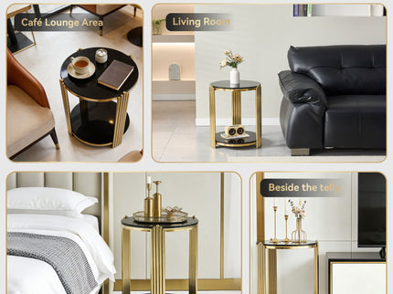 Round Table With Double Layer Storage