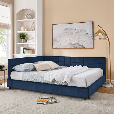 Elegant Design Storage Upholstered Tufted Bed Frame With Backrest And Armrests
