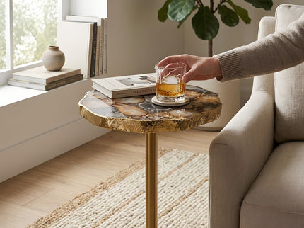 Champaign - Round Accent Table - Gold